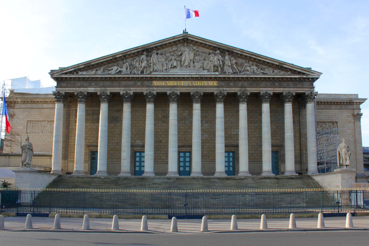 Façade de l'Assemblée nationale, à Paris.